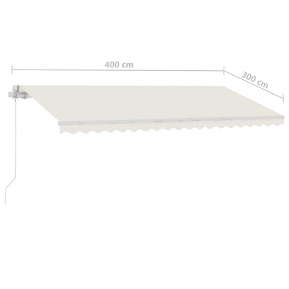 Toldo retrátil manual com LED 400x300 cm cor creme
