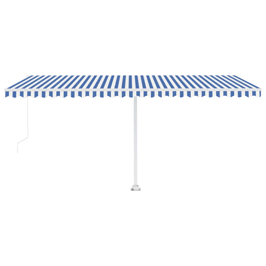 Toldo retrátil manual independente 500x300 cm azul e branco