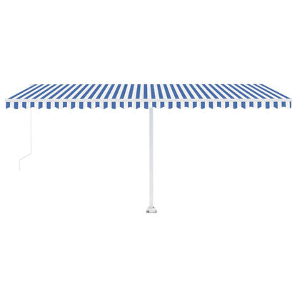 Toldo retrátil manual independente 500x300 cm azul e branco