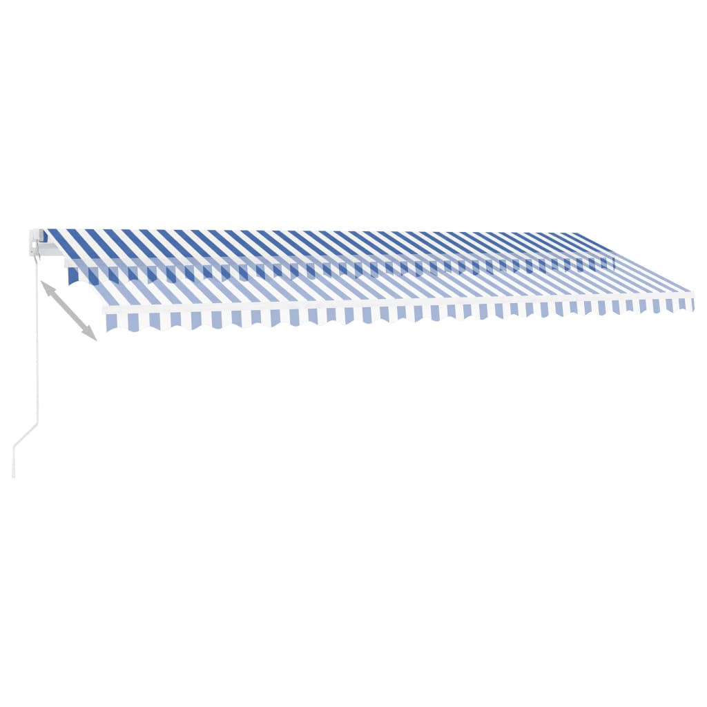 Toldo retrátil manual com LED 500x300 cm azul e branco