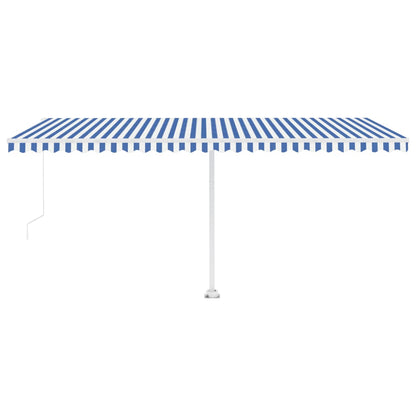 Toldo retrátil manual com LED 500x300 cm azul e branco