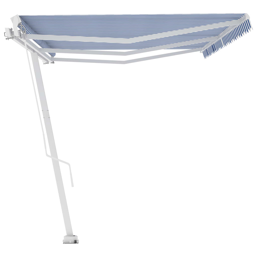 Toldo retrátil manual independente 600x300 cm azul e branco