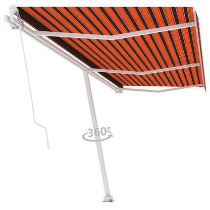 Toldo retrátil manual independente 600x300cm laranja e castanho