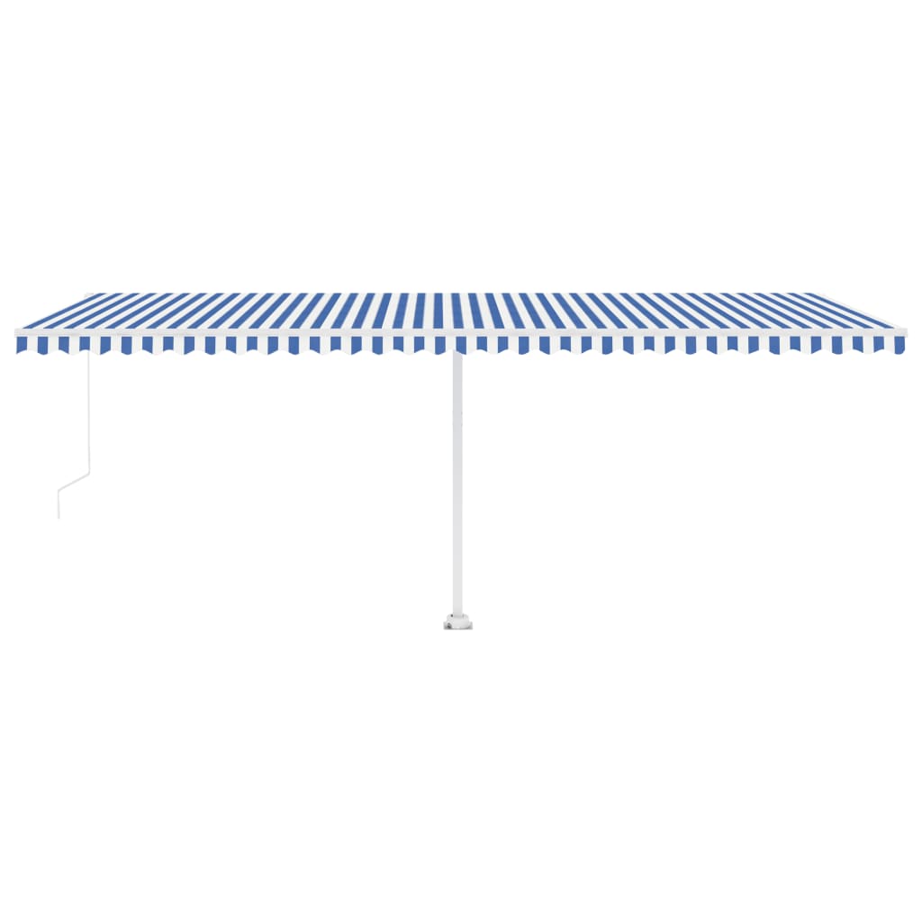 Toldo retrátil manual com LED 600x300 cm azul e branco
