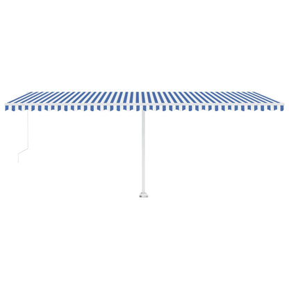 Toldo retrátil manual com LED 600x300 cm azul e branco