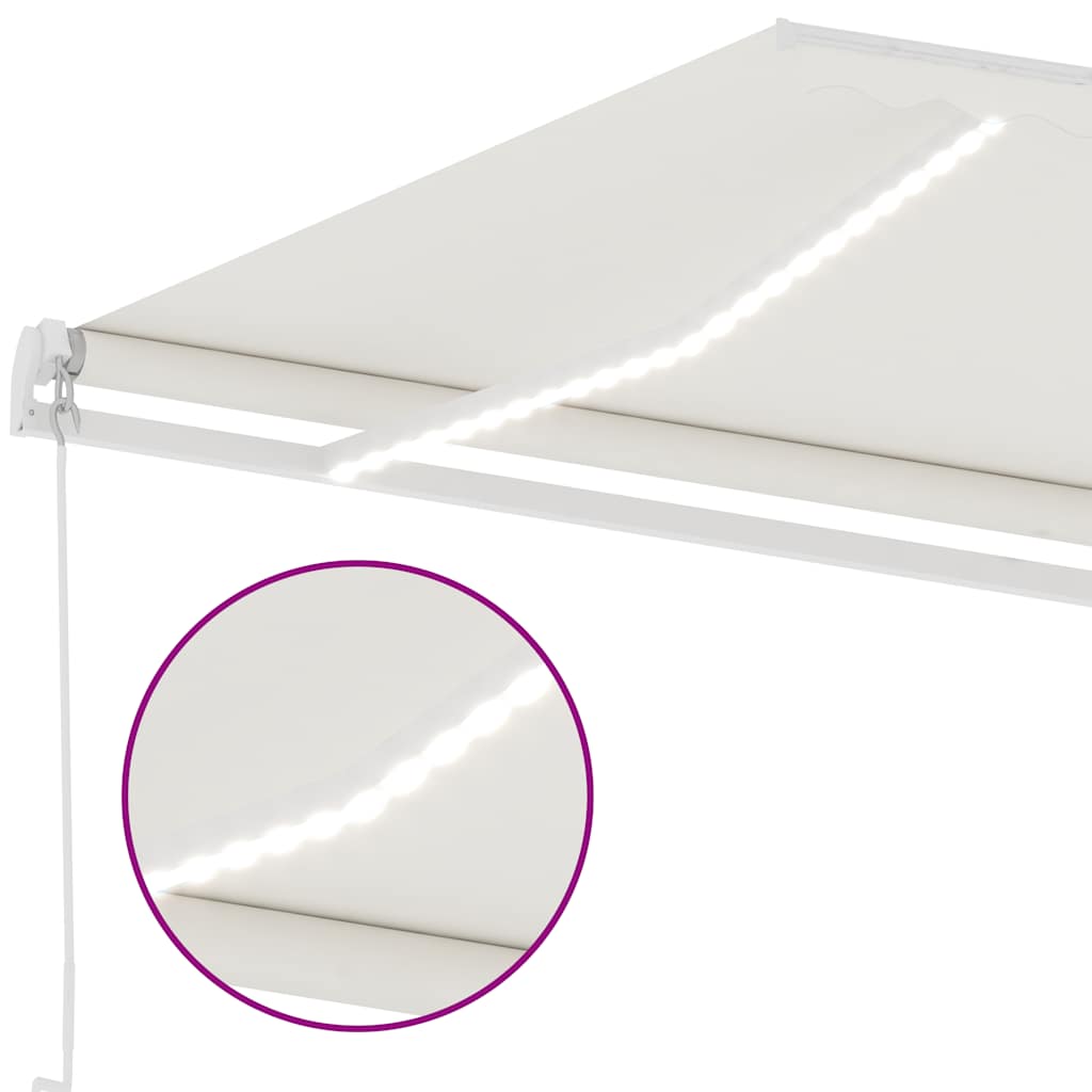 Toldo retrátil manual com LED 600x300 cm cor creme