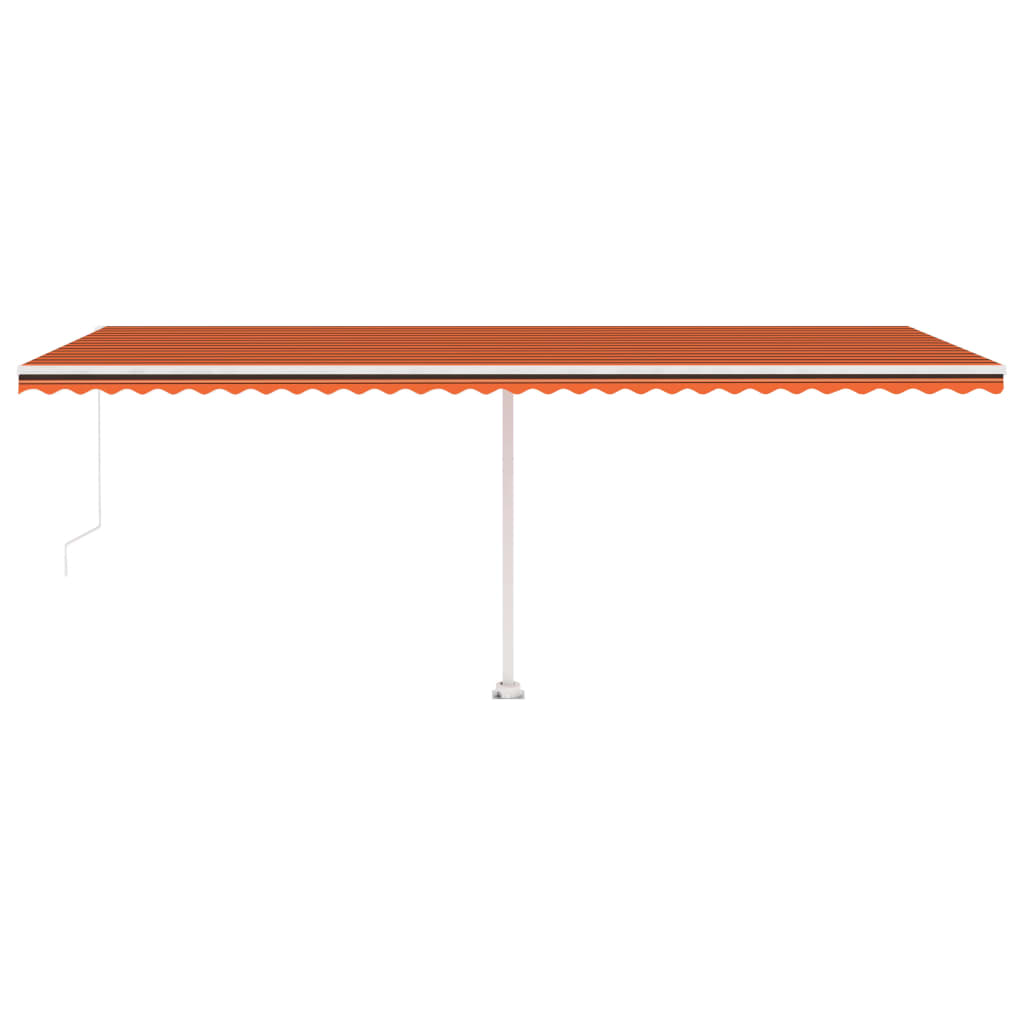Toldo retrátil manual com LED 600x300 cm laranja e castanho