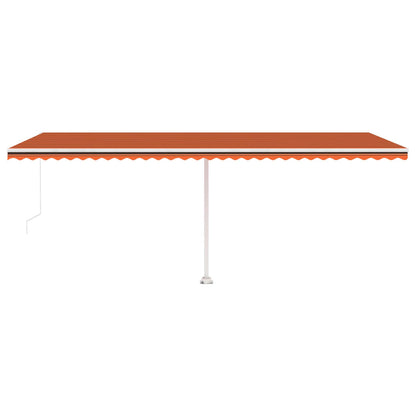 Toldo retrátil manual com LED 600x300 cm laranja e castanho