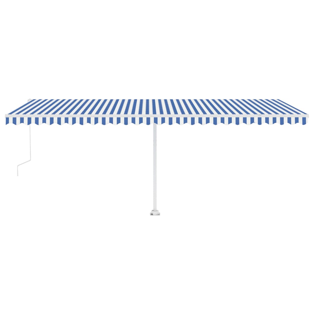 Toldo automático LED e sensor de vento 600x300 cm azul e branco
