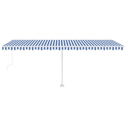 Toldo automático LED e sensor de vento 600x300 cm azul e branco