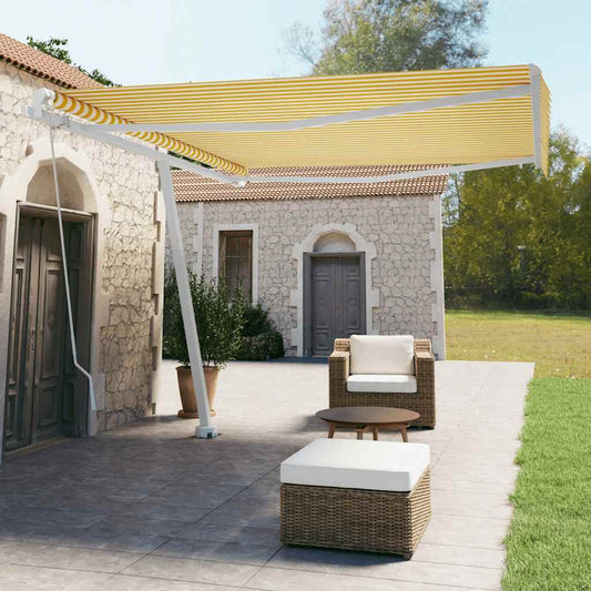 Toldo retrátil manual independente 400x350 cm amarelo e branco