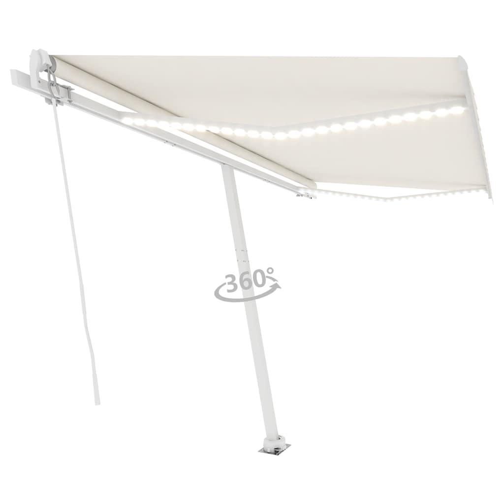 Toldo retrátil manual com LED 400x350 cm cor creme