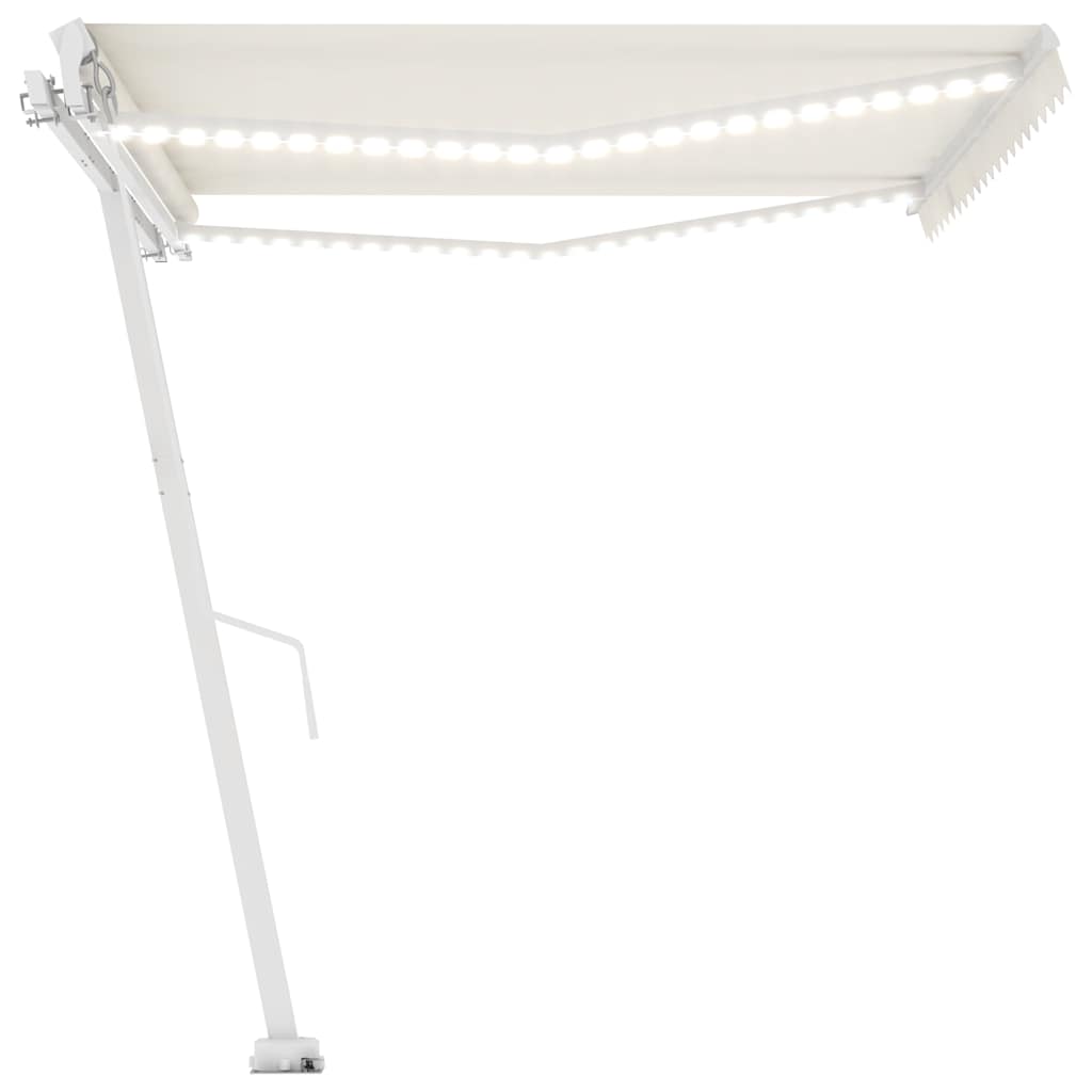 Toldo retrátil manual com LED 400x350 cm cor creme