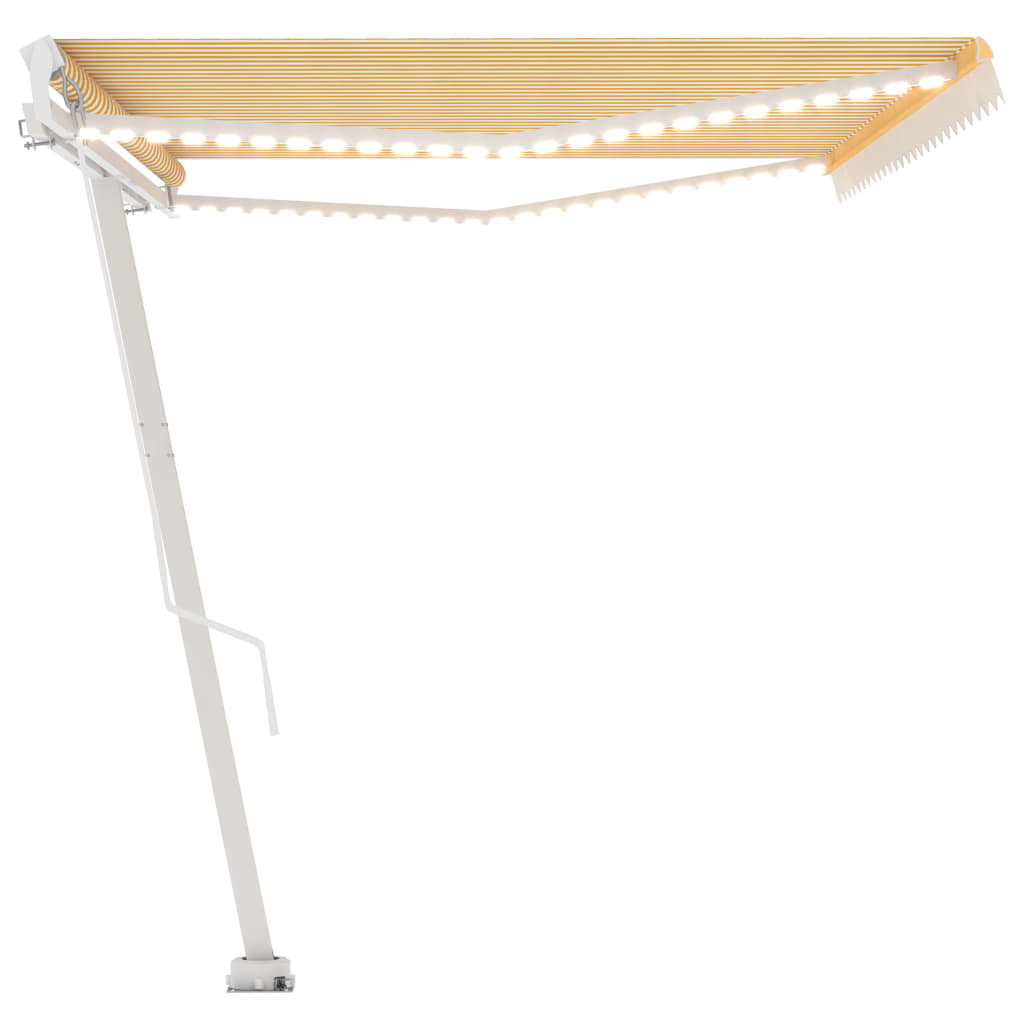 Toldo retrátil manual com LED 500x350 cm amarelo e branco