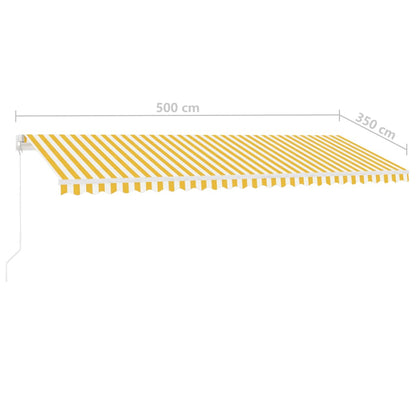 Toldo retrátil manual com LED 500x350 cm amarelo e branco