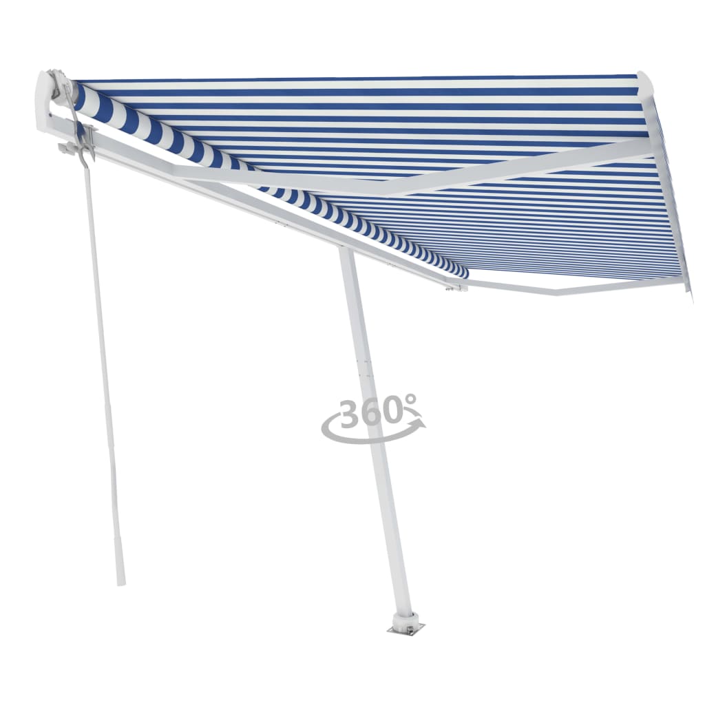 Toldo automático independente 500x350 cm azul e branco