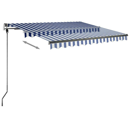 Toldo retrátil manual com LED 300x250 cm azul e branco