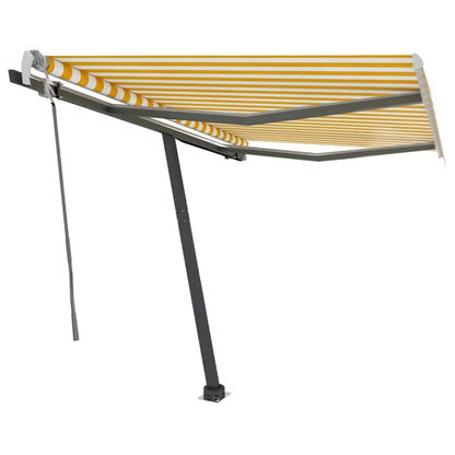 Toldo retrátil manual com LED 300x250 cm amarelo e branco