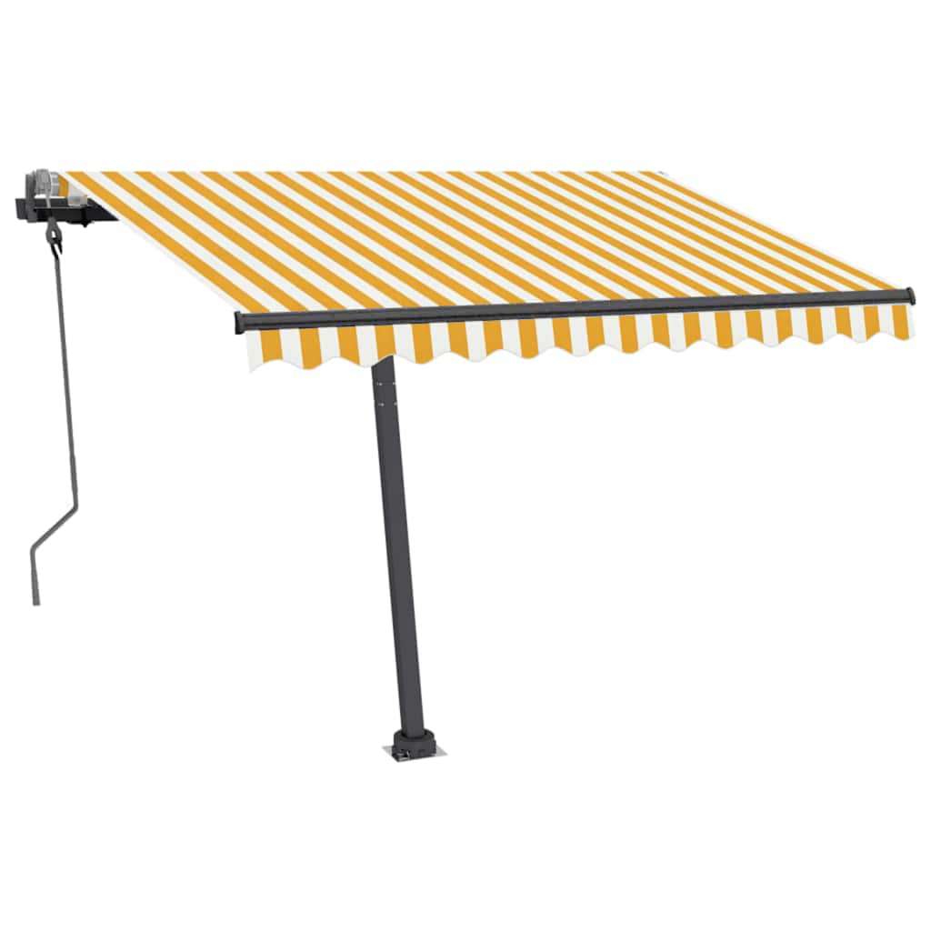 Toldo retrátil manual com LED 300x250 cm amarelo e branco