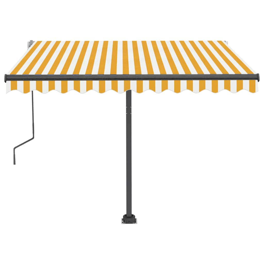 Toldo retrátil manual com LED 300x250 cm amarelo e branco