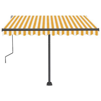 Toldo retrátil manual com LED 300x250 cm amarelo e branco