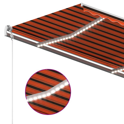Toldo retrátil manual com LED 300x250 cm laranja e castanho