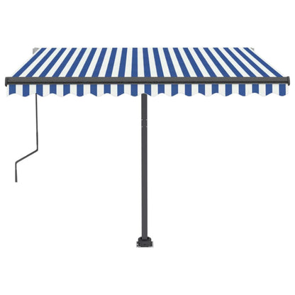 Toldo automático independente 300x250 cm azul e branco