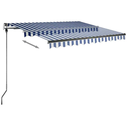 Toldo retrátil manual com LED 350x250 cm azul e branco