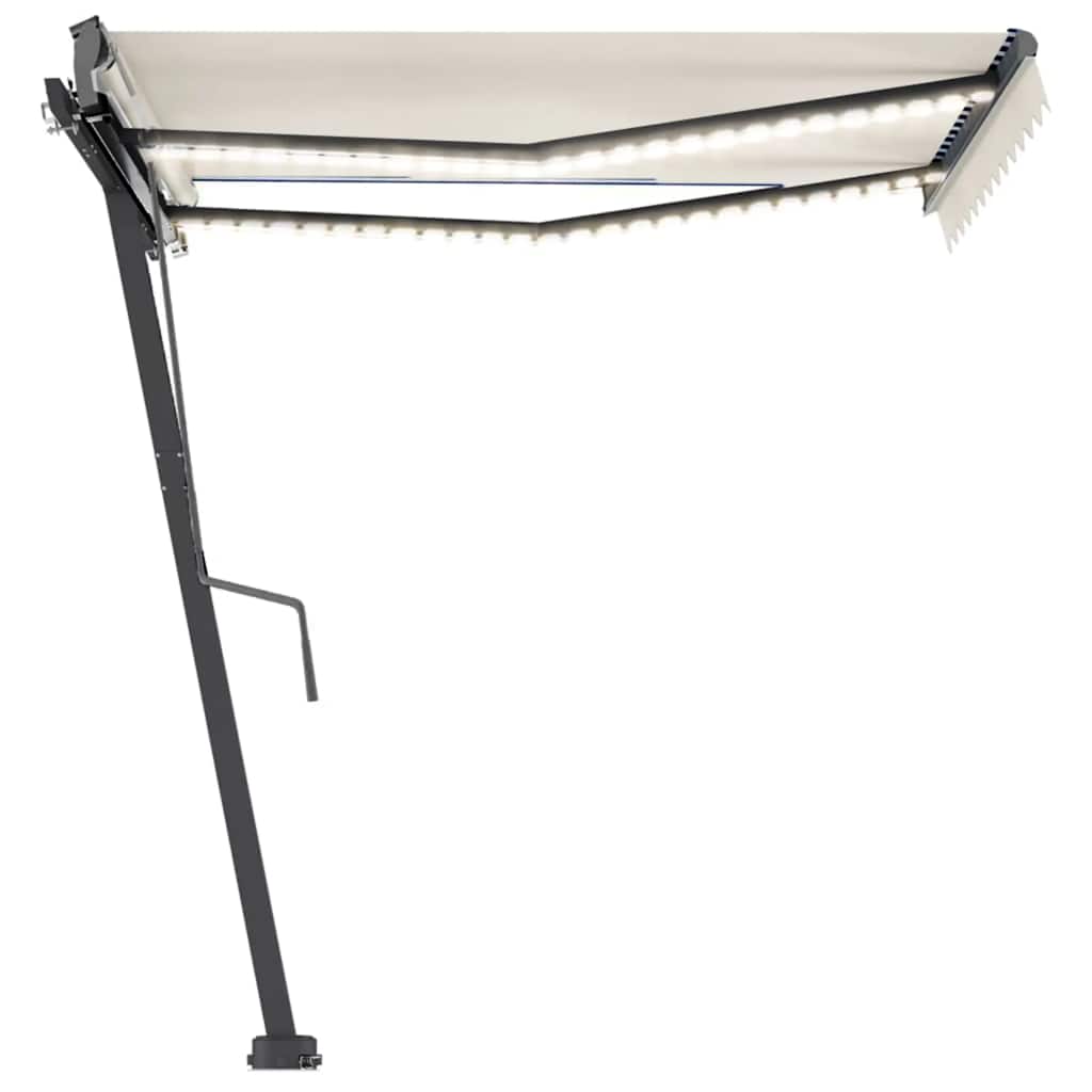 Toldo retrátil manual com LED 350x250 cm cor creme