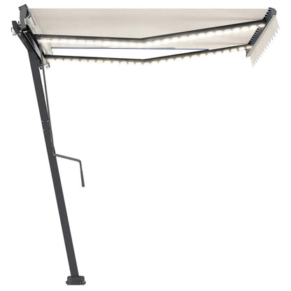 Toldo retrátil manual com LED 350x250 cm cor creme