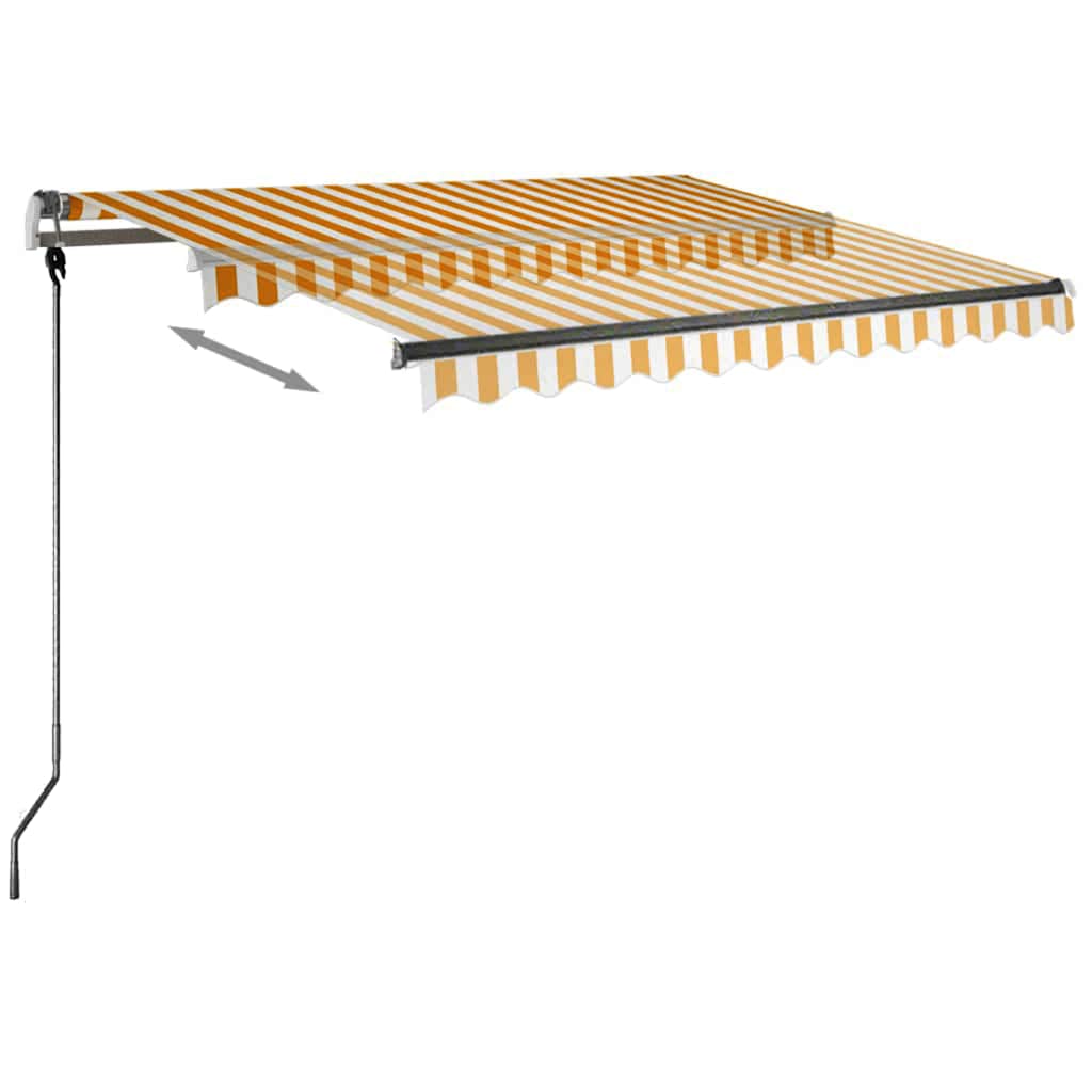 Toldo retrátil manual com LED 350x250 cm amarelo e branco