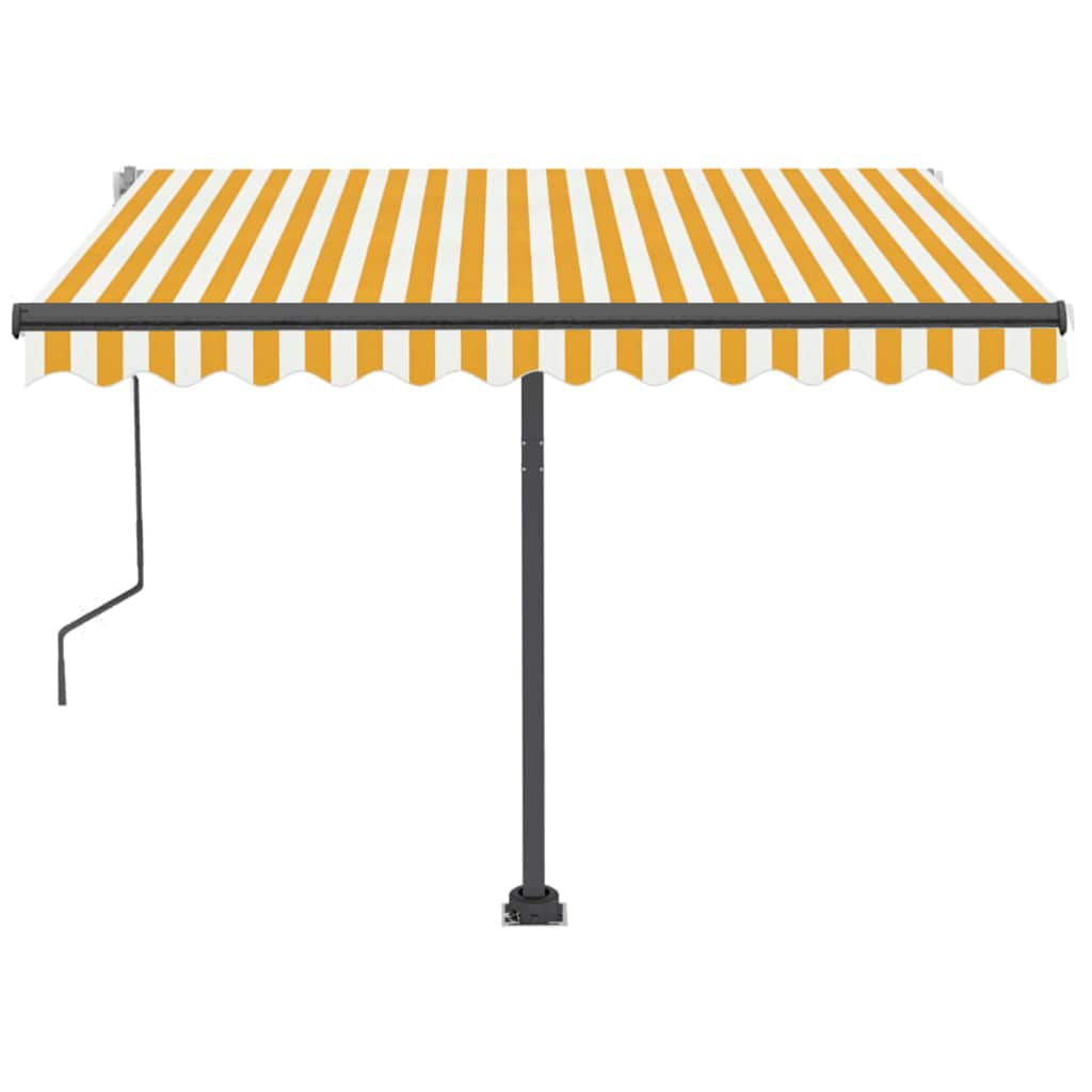 Toldo retrátil manual com LED 350x250 cm amarelo e branco
