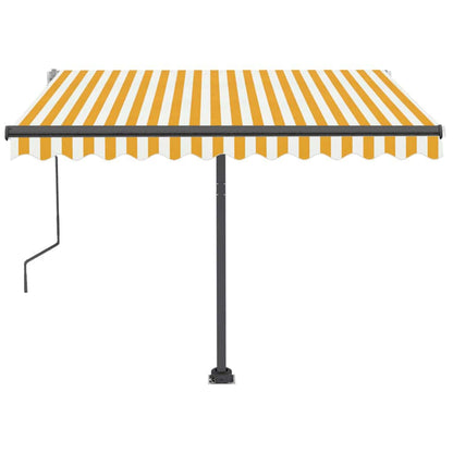 Toldo retrátil manual com LED 350x250 cm amarelo e branco