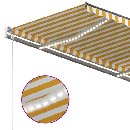 Toldo retrátil manual com LED 350x250 cm amarelo e branco