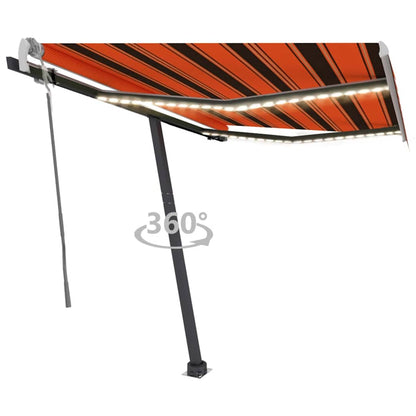 Toldo retrátil manual com LED 350x250 cm laranja e castanho