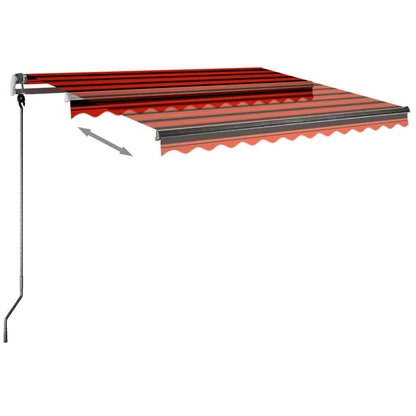 Toldo retrátil manual com LED 350x250 cm laranja e castanho
