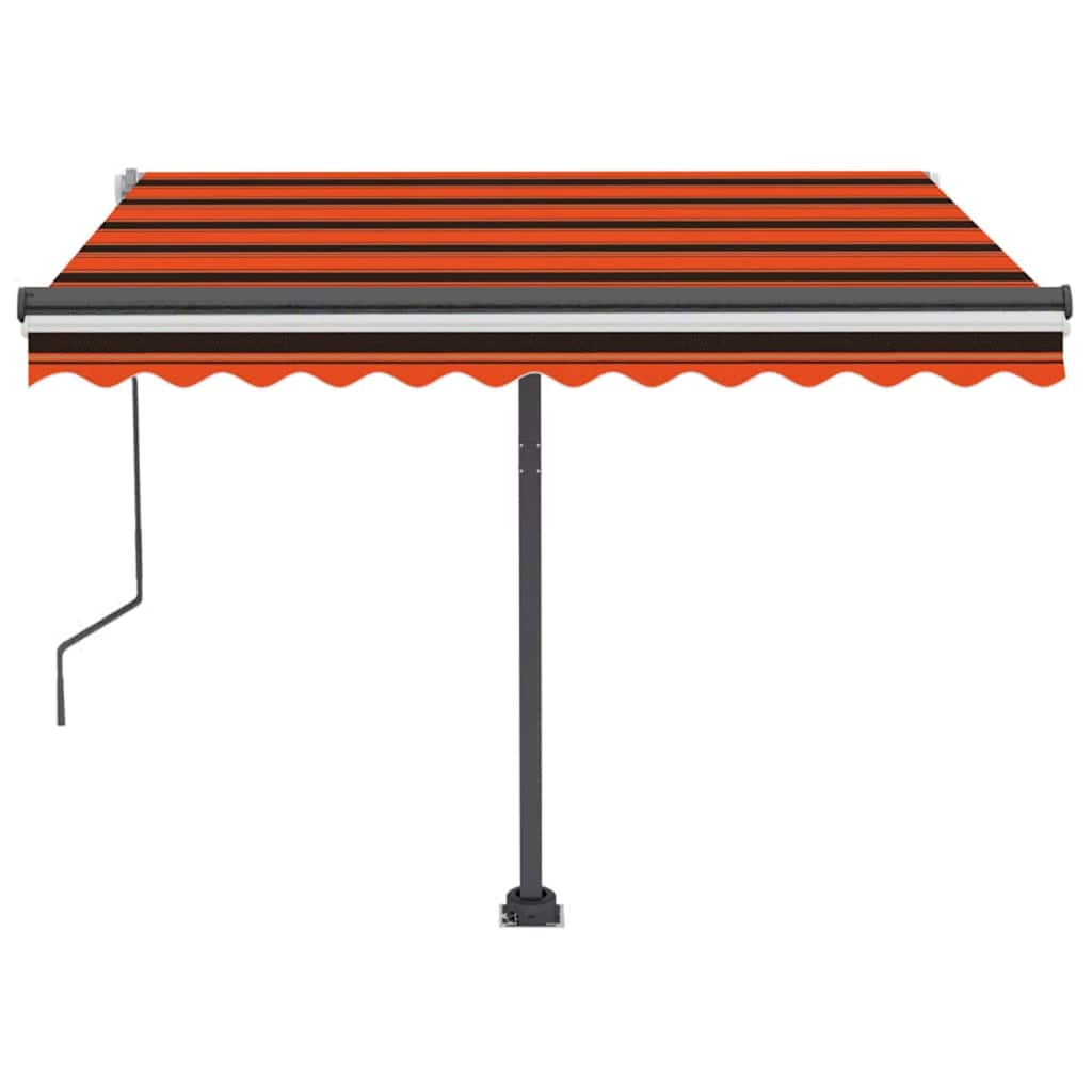 Toldo retrátil manual com LED 350x250 cm laranja e castanho