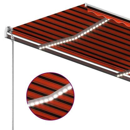 Toldo retrátil manual com LED 350x250 cm laranja e castanho