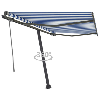 Toldo automático independente 350x250 cm azul e branco