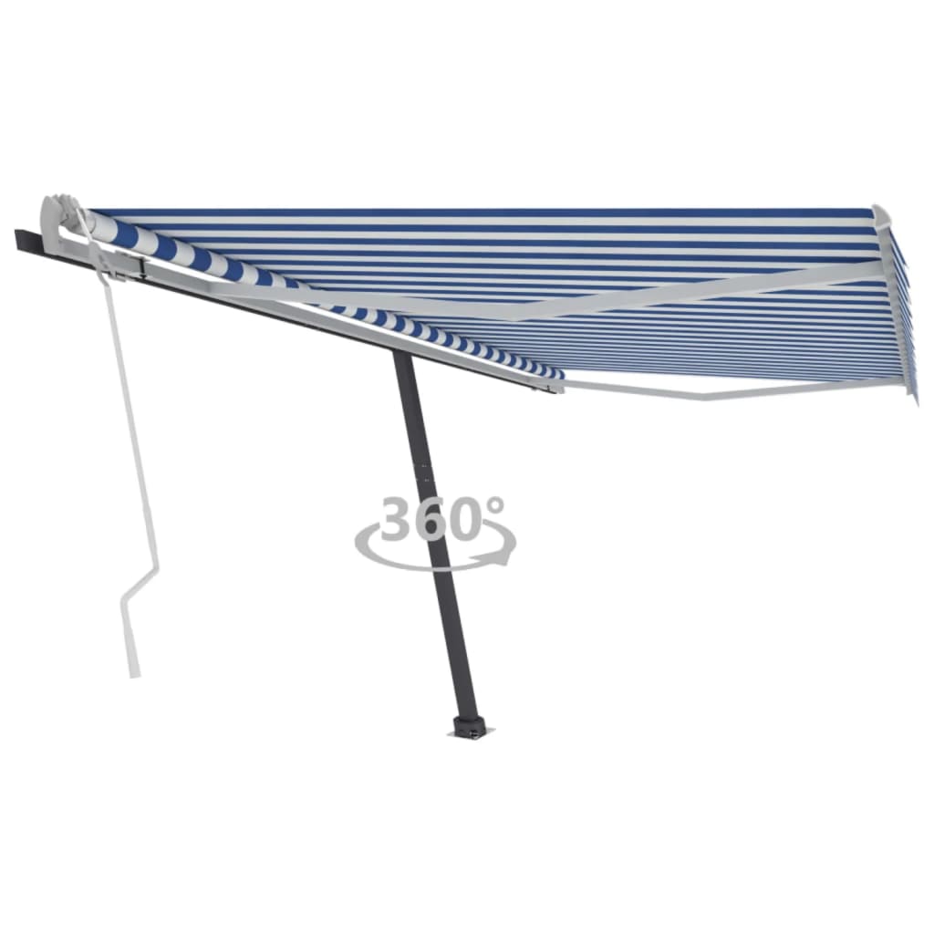 Toldo retrátil manual independente 400x300 cm azul e branco