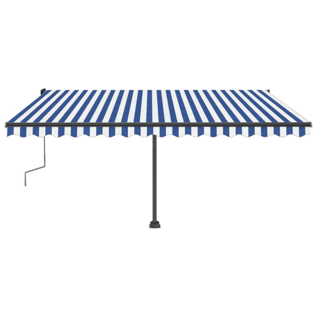 Toldo retrátil manual independente 400x300 cm azul e branco