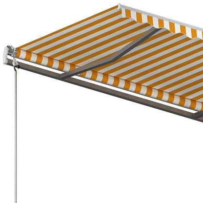 Toldo retrátil manual independente 400x300 cm amarelo e branco