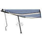 Toldo retrátil manual com LED 400x300 cm azul e branco