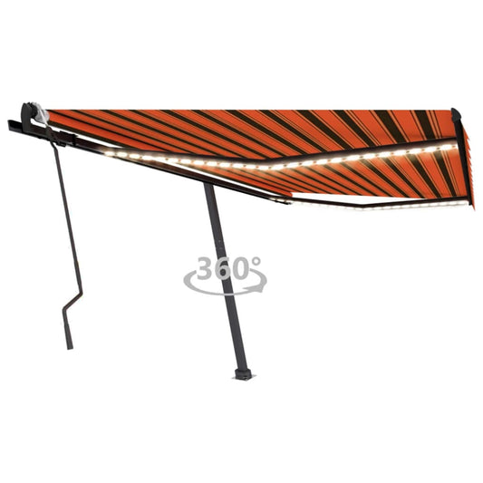 Toldo retrátil manual com LED 400x300 cm laranja e castanho