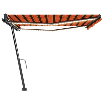 Toldo retrátil manual com LED 400x300 cm laranja e castanho