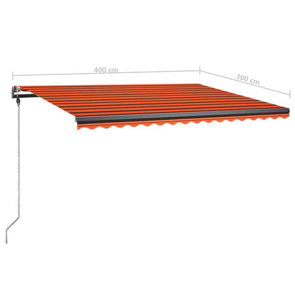 Toldo retrátil manual com LED 400x300 cm laranja e castanho
