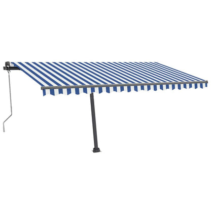 Toldo autom. LED e sensor de vento 400x300 cm azul e branco