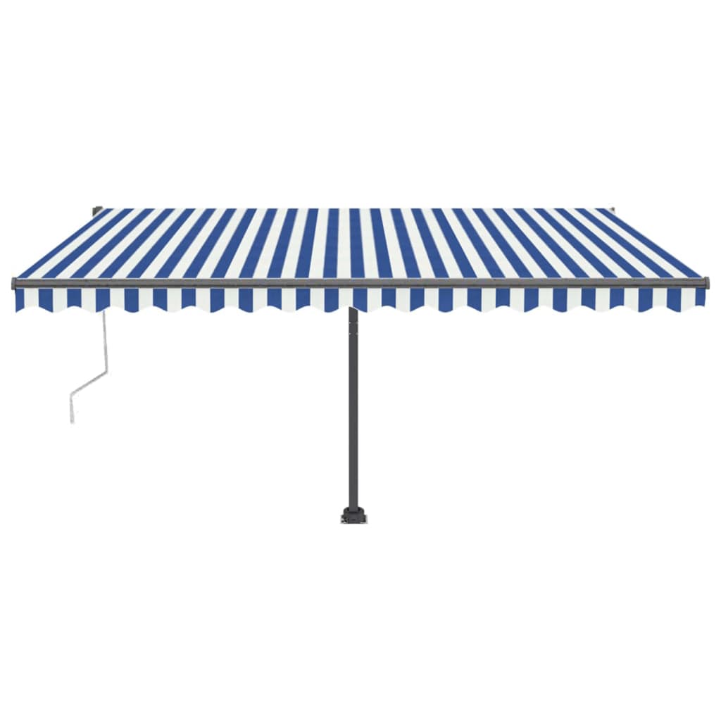 Toldo autom. LED e sensor de vento 400x300 cm azul e branco