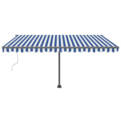 Toldo autom. LED e sensor de vento 400x300 cm azul e branco