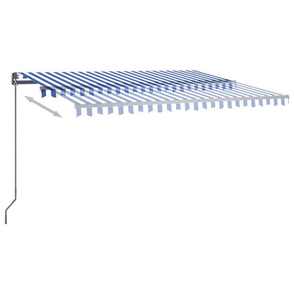 Toldo autom. LED e sensor de vento 400x300 cm azul e branco
